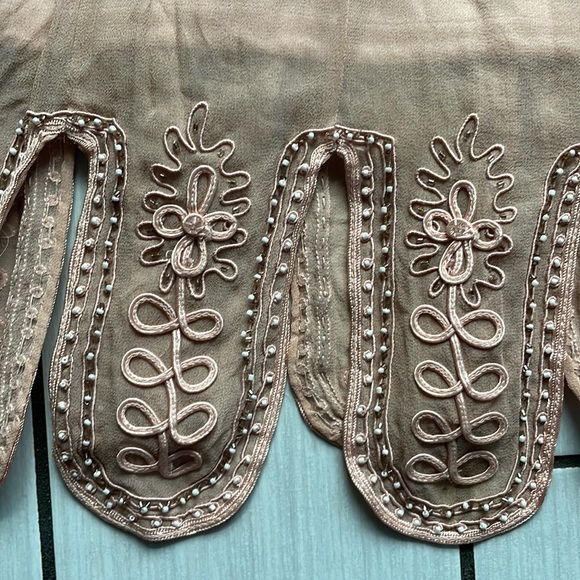 SUE WONG dusty rose colored dress beaded 1920s style Size S/M has a small stain - Picture 4 of 15